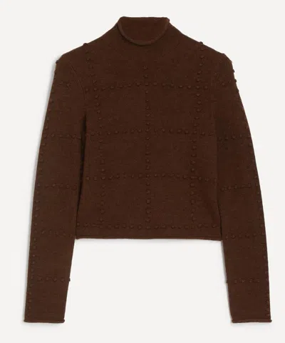 Guest In Residence Women's Wool-cashmere Popcorn Turtleneck Top In Brown
