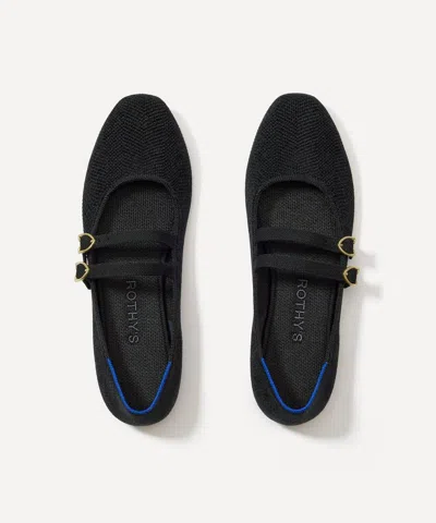 Rothys The Double Buckle Mary Jane In Black/neutral