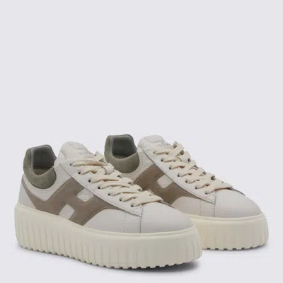 Hogan Sneakers Bianco/tortora/verde In Gray
