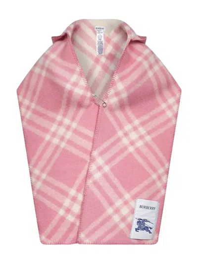 Burberry Check-pattern Hooded Scarf In Pink
