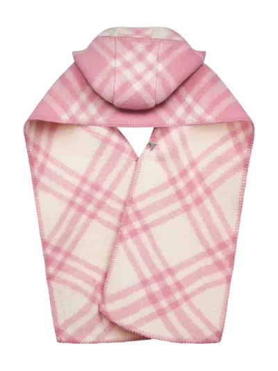 Burberry Check-pattern Hooded Scarf In Pink