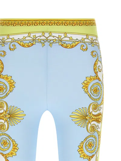 Versace Spring Barocco Leggings Light Blue In Blue