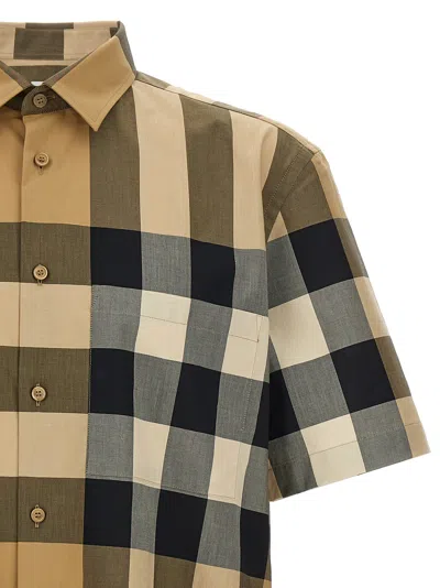 Burberry Men Cotton Shirt With Check Print In Multi