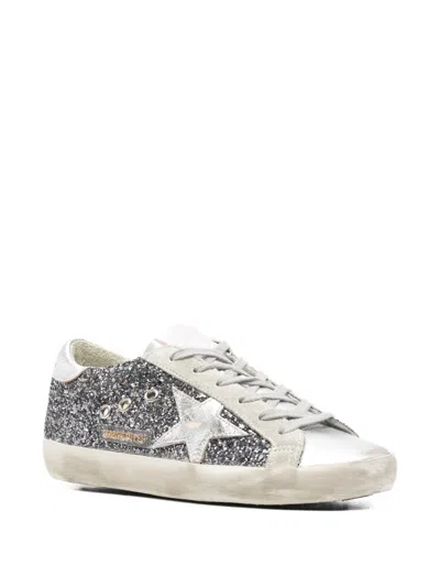 Golden Goose Super-star Leather Sneakers In Silver