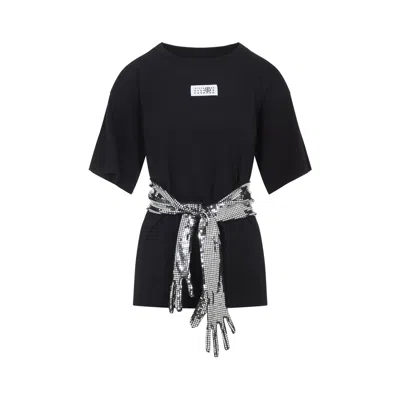Mm6 Maison Margiela Cotton T-shirt With Gloves In Black