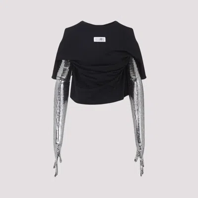 Mm6 Maison Margiela Cotton T-shirt With Gloves In Black