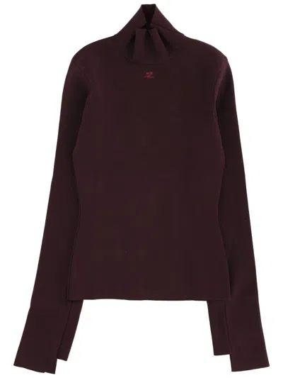 Courrèges Turtleneck Sweater In Brown