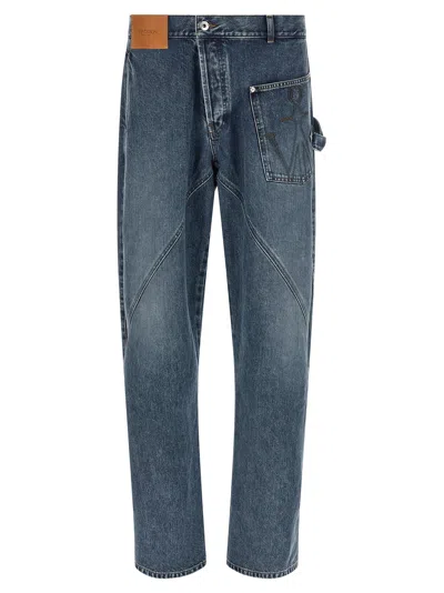 Jw Anderson Twisted Workwear Jeans Blue In White