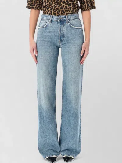 Anine Bing Faded Wash Five-pocket Denim Trousers In Blue