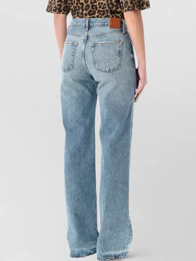 Anine Bing Faded Wash Five-pocket Denim Trousers In Blue