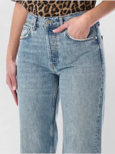 Anine Bing Faded Wash Five-pocket Denim Trousers In Blue