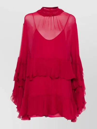 Chloé Layered Open Back Knee Length Dress In Multi