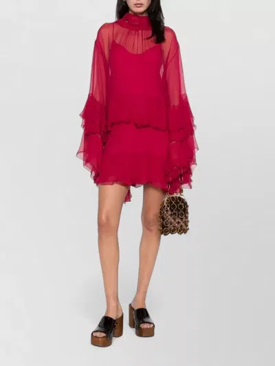 Chloé Layered Open Back Knee Length Dress In Multi