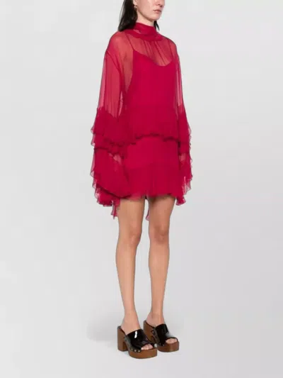 Chloé Layered Open Back Knee Length Dress In Multi