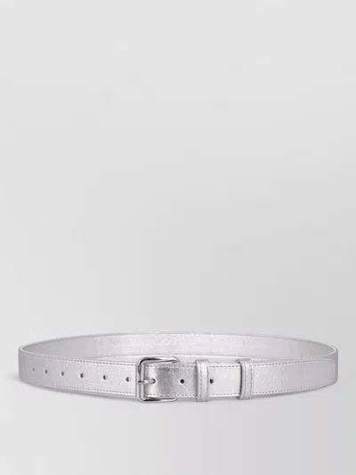 Comme Des Garçons Adjustable Leather Belt Metallic Finish In White