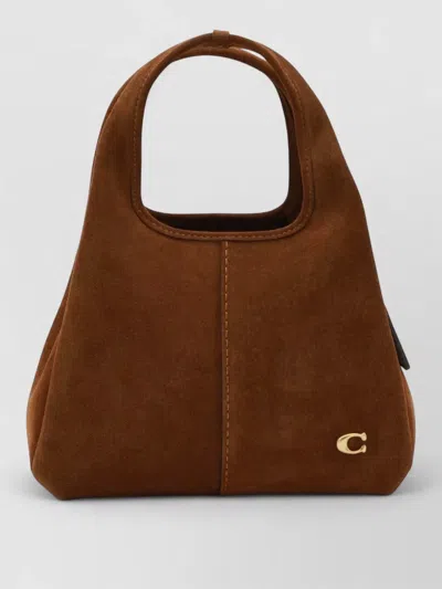 Coach Suede Tote Bag Detachable Strap In Brown