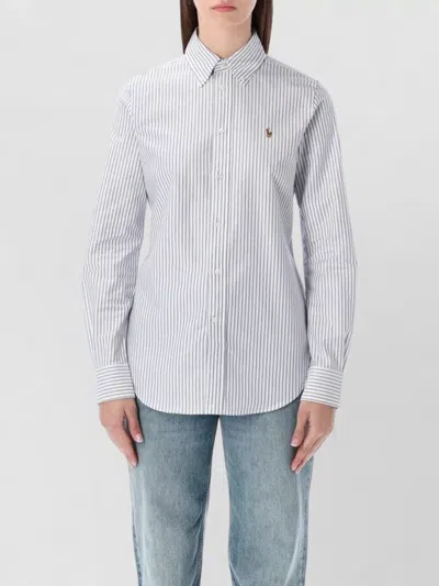 Polo Ralph Lauren Slim Fit Button Down Stripe Shirt In White