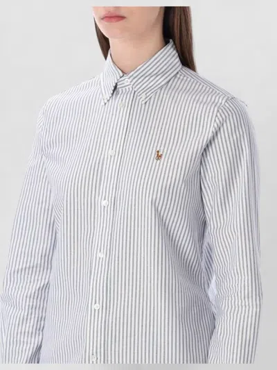 Polo Ralph Lauren Slim Fit Button Down Stripe Shirt In White