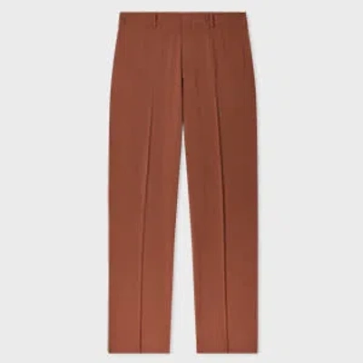 Paul Smith Straight-fit Rust Two-ply Merino Wool Trousers Red In Brown