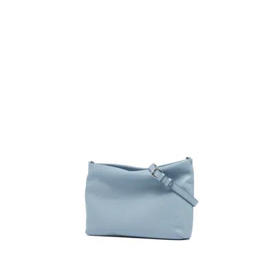 Gianni Chiarini Brenda Clutch Bag In Light Blue Hammered Leather With Resin Chain In Blue