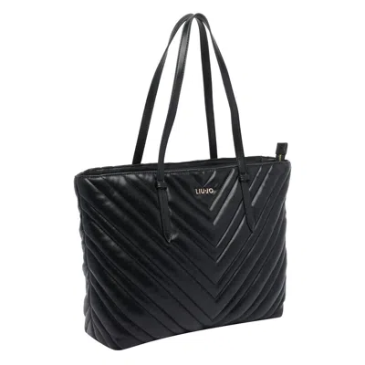 Liu •jo Chevron Pattern Quilted Tote Bag With Straps In Black