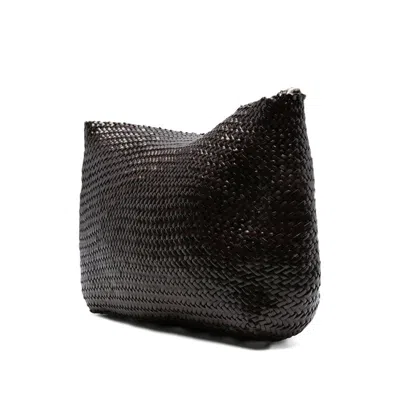 Dragon Diffusion Santa Marta Woven-leather Shoulder Bag In Black