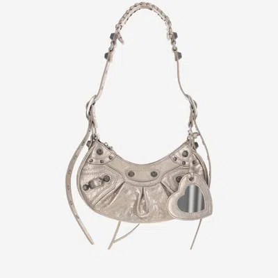 Balenciaga Le Cagole Xs Metallic Shoulder Bag In Gray