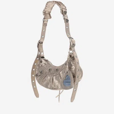 Balenciaga Le Cagole Xs Metallic Shoulder Bag In Gray