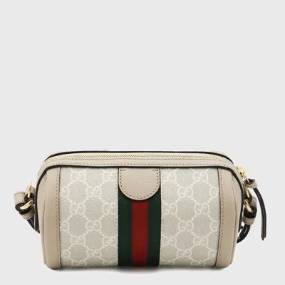 Gucci Beige And White Leather Shoulder Bag In Sand
