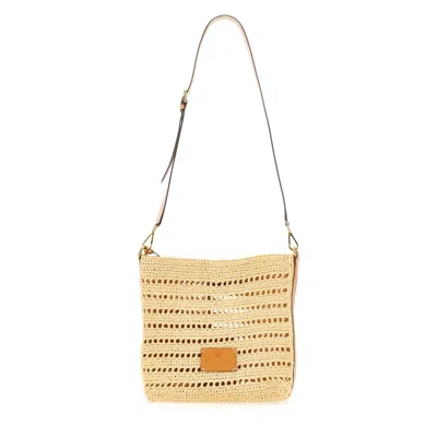 Etro Men Perforated Raffia Shoulder Bag In Nude