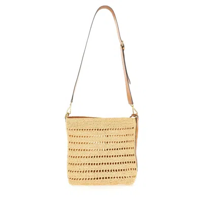 Etro Men Perforated Raffia Shoulder Bag In Nude