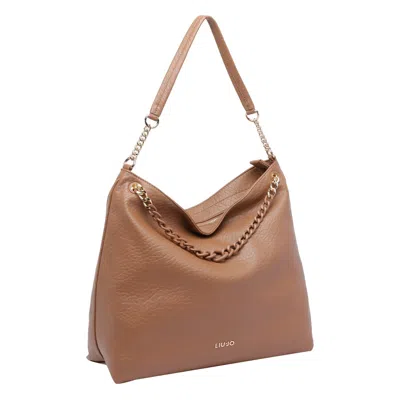Liu •jo Chain Strap Hobo Shoulder Bag Textured Finish In Brown