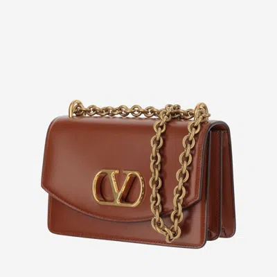 Valentino Garavani Vain Leather Small Shoulder Bag In Brown