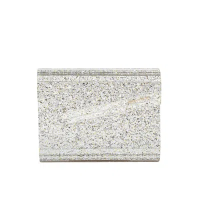 Jimmy Choo Candy Clutch Bag In Acrylic Fabric With Glitter In Neutral