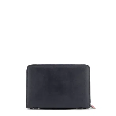 Kiton Leather Holder In Leather In Blue