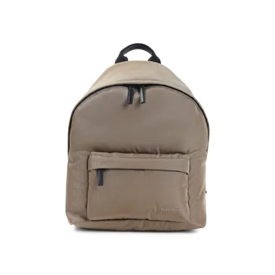 Givenchy Canvas And Leather Backpack With Logo Detail In Brown