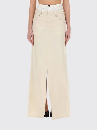 Maison Margiela Woman Maxi Skirt Beige Size 6 Cotton In Yellow