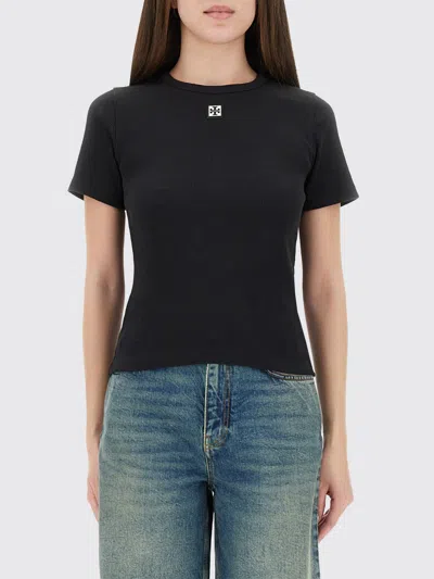 Tory Burch Ribbed Cotton T-shirt In Black