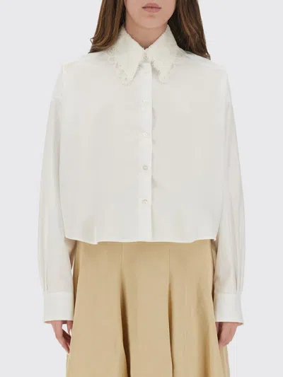 Fabiana Filippi Poplin Cropped Shirt In Neutral