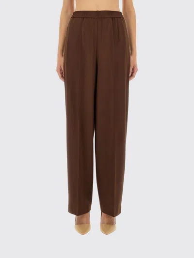 Fabiana Filippi Elasticated-waistband Wool Trousers In Burgundy