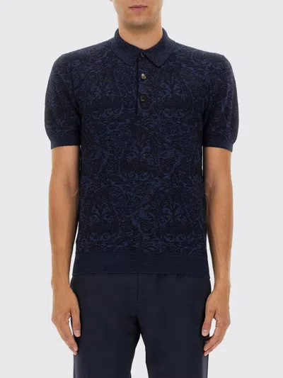 Etro Polo Shirt With Pegasus Embroidery In Blue