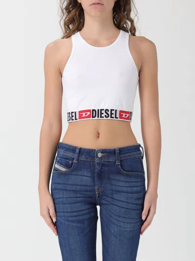 Diesel Sandra-d-core Sleeveless Racerback Crop Top In White