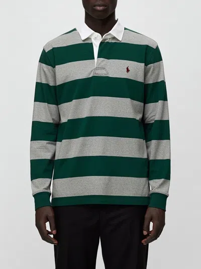Polo Ralph Lauren Striped Pattern Long Sleeve Polo Shirt In Green
