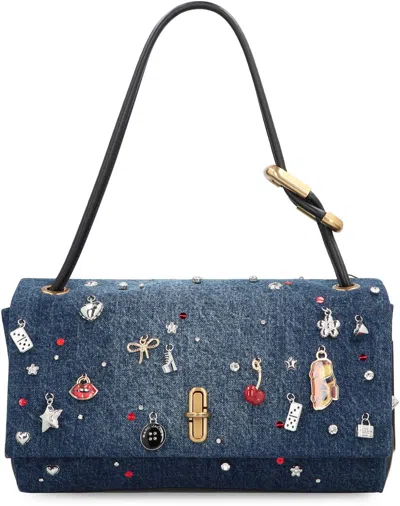 Marc Jacobs The Large Double Bag In Denim Trinket Charm In Blue
