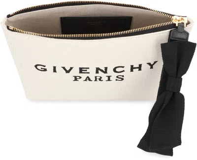 Givenchy Small Pouch In Fabric With Bow In White