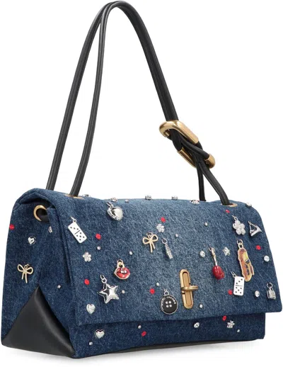 Marc Jacobs The Large Double Bag In Denim Trinket Charm In Blue