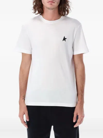 Golden Goose White T-shirt With Round Neck And One Star Logo Print On The Front In Cotton Man