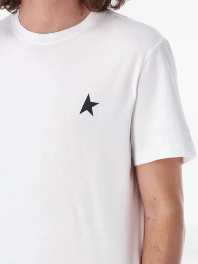 Golden Goose White T-shirt With Round Neck And One Star Logo Print On The Front In Cotton Man