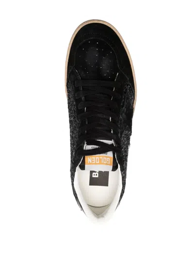 Golden Goose Sneakers Ball-star In Suede E Glitter In Black