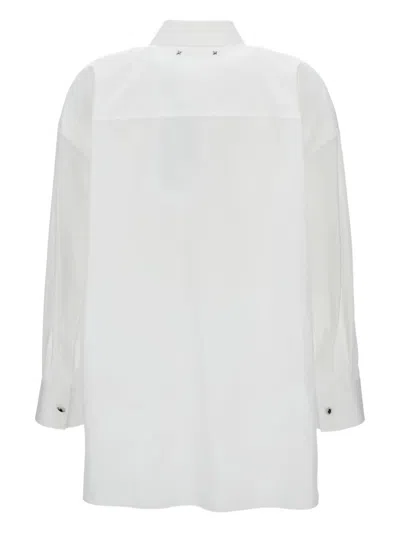 Golden Goose Oversized White Cotton Shirt With Pleated Bib And Jewel Buttons In White